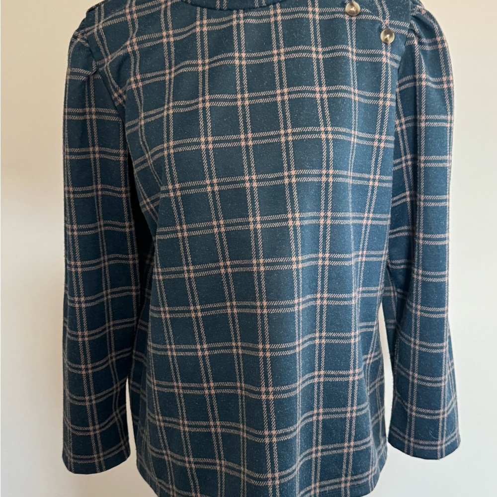 Ann Taylor Green Boxy Sailor Collar Blouse